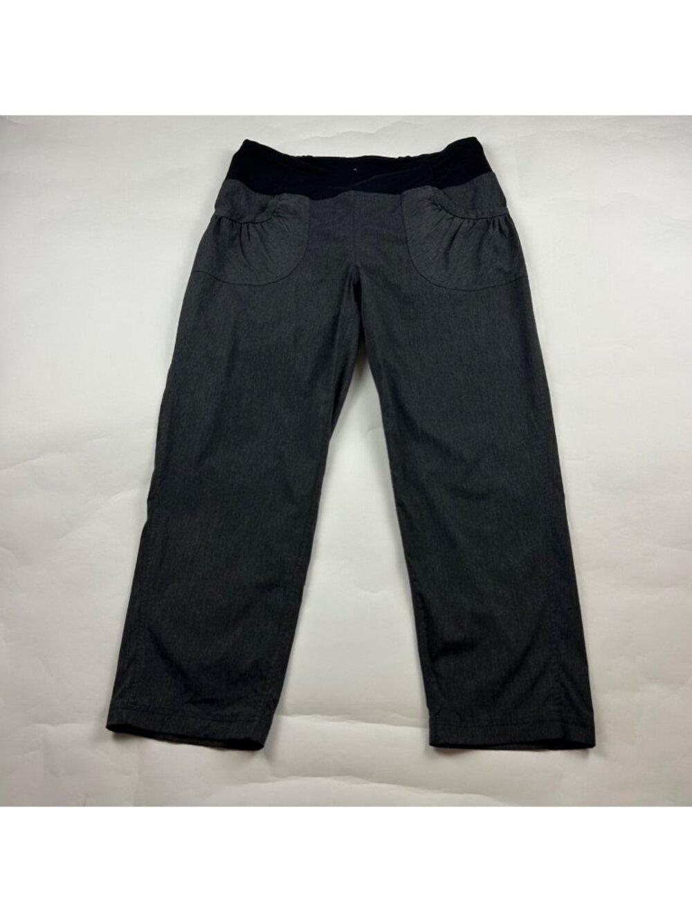 Prana Charcoal Stretch Knit Waist Cropped Athletic Pant L